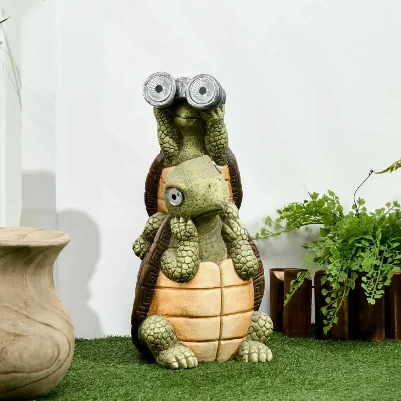 Outsunny Vivid 2 Tortoises Garden Ornament With Solar LED Light - Green - 844-665V00MX - Image 7
