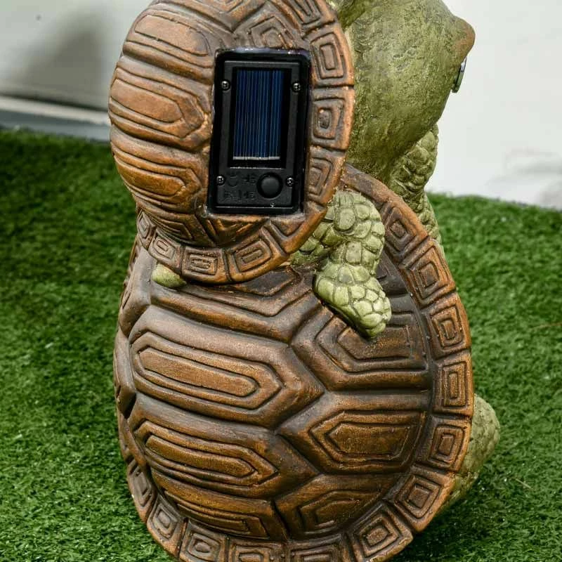 Outsunny Vivid 2 Tortoises Garden Ornament With Solar LED Light - Green - 844-665V00MX - Image 8