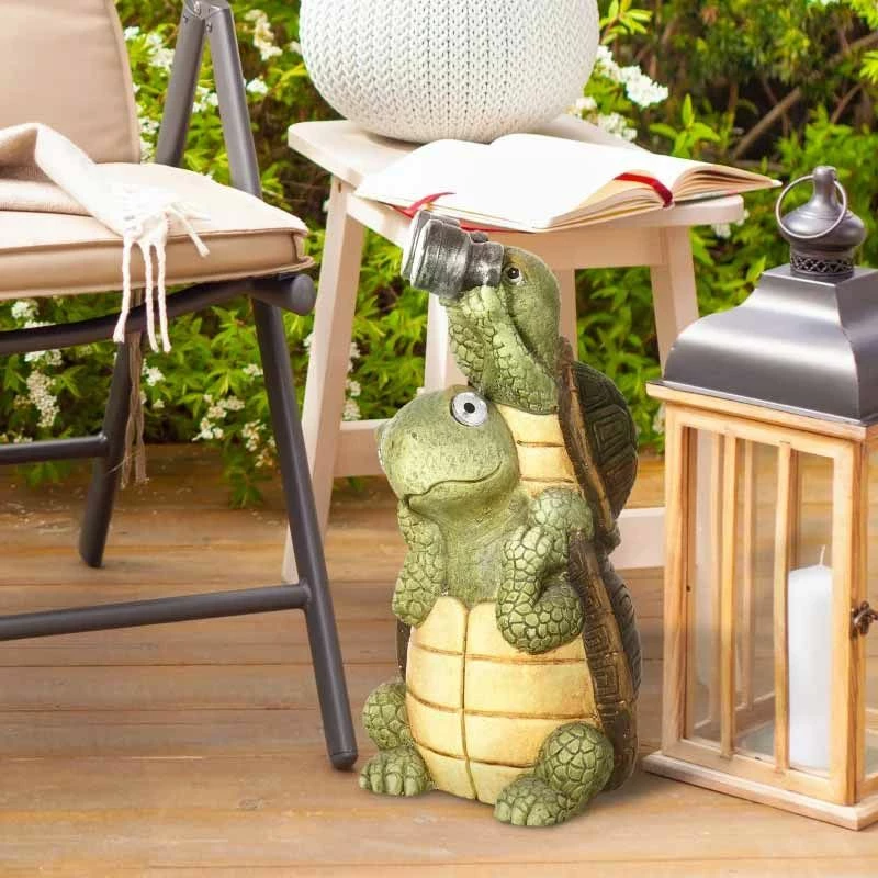 Outsunny Vivid 2 Tortoises Garden Ornament With Solar LED Light - Green - 844-665V00MX - Image 10