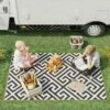 Outsunny 4 X 6ft Reversible Outdoor Rug - Black & White - 844-479