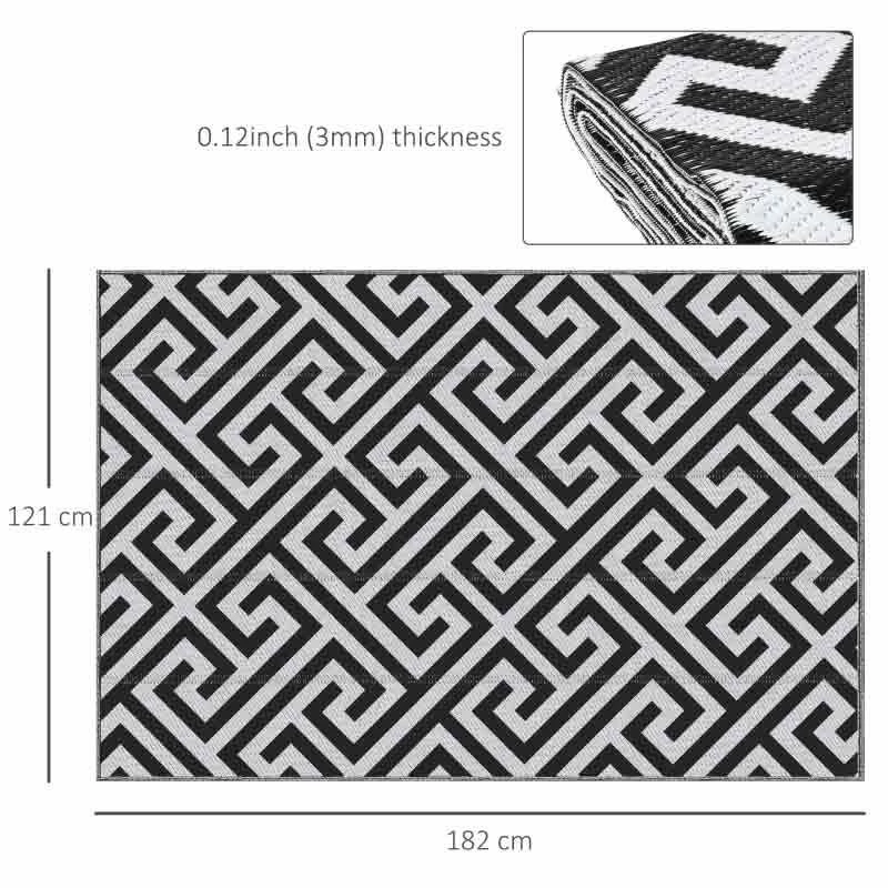 Outsunny 4 X 6ft Reversible Outdoor Rug - Black & White - 844-479 - Image 9
