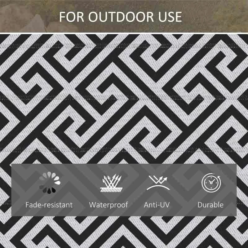 Outsunny 4 X 6ft Reversible Outdoor Rug - Black & White - 844-479 - Image 7