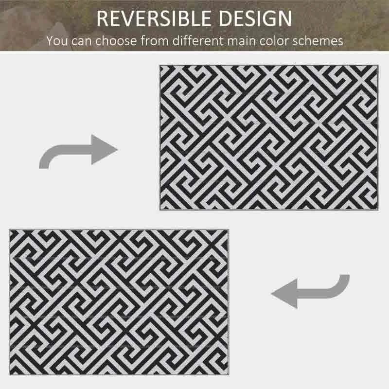 Outsunny 4 X 6ft Reversible Outdoor Rug - Black & White - 844-479 - Image 6