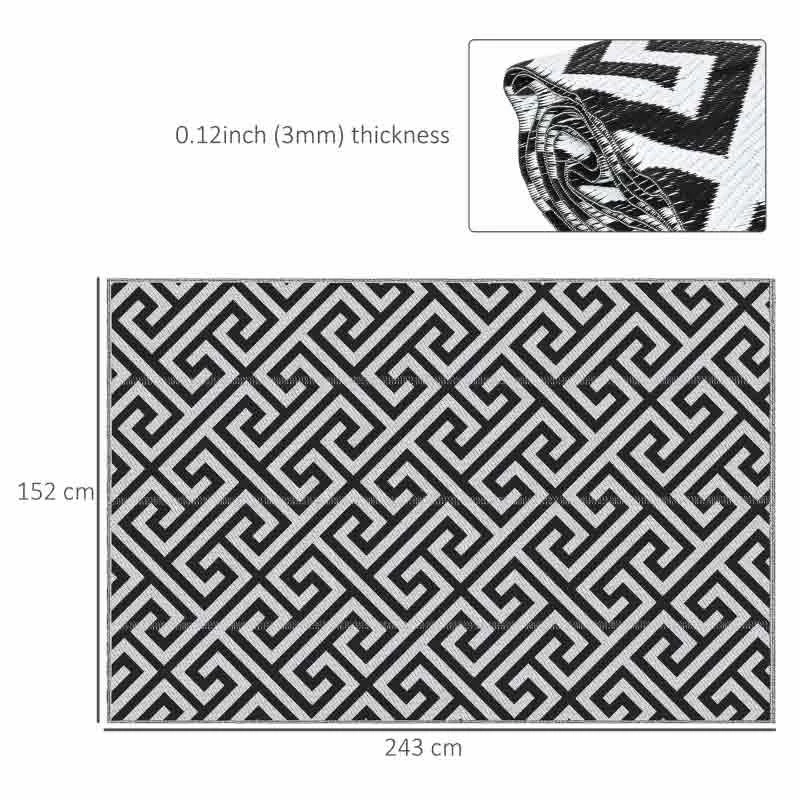 Outsunny 5 X 8ft Reversible Outdoor Rug - Black & White - 844-479V01 - Image 8