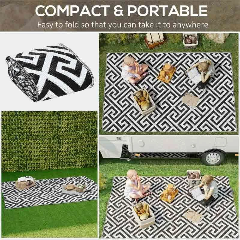 Outsunny 5 X 8ft Reversible Outdoor Rug - Black & White - 844-479V01 - Image 7