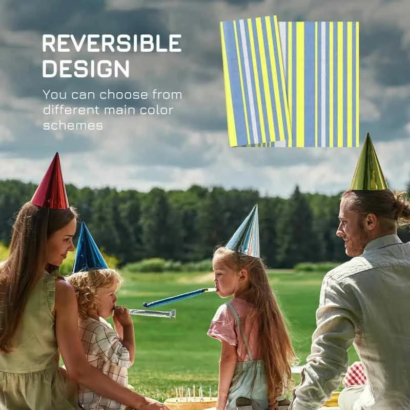 Outsunny 121 X 182cm Reversible Outdoor Rug - Blue & Yellow - 844-641V00MX - Image 4