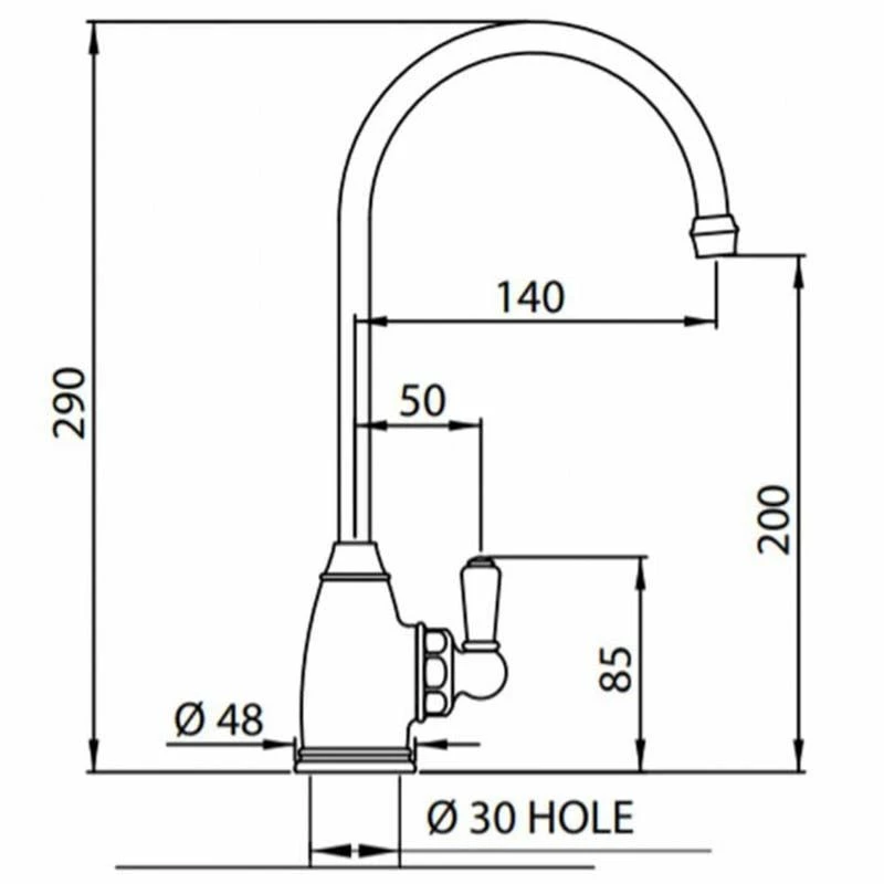 Perrin & Rowe Traditional Mini Filtration Tap - Polished Brass - 1605BR - Image 2