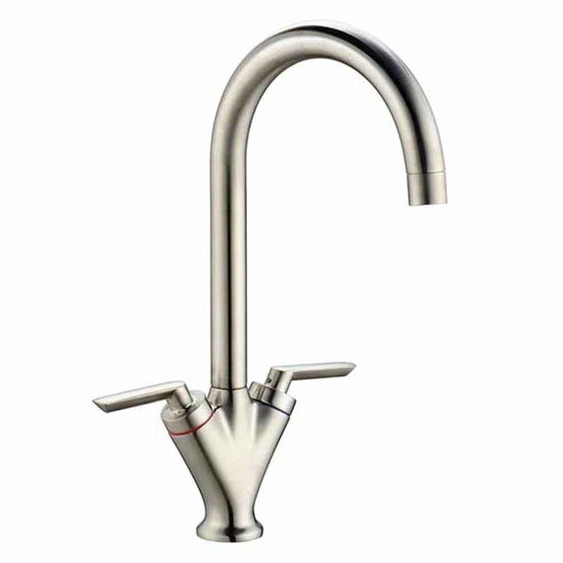 Prima V Shape Dual Lever Mixer Tap - Brushed Steel - BPR1058