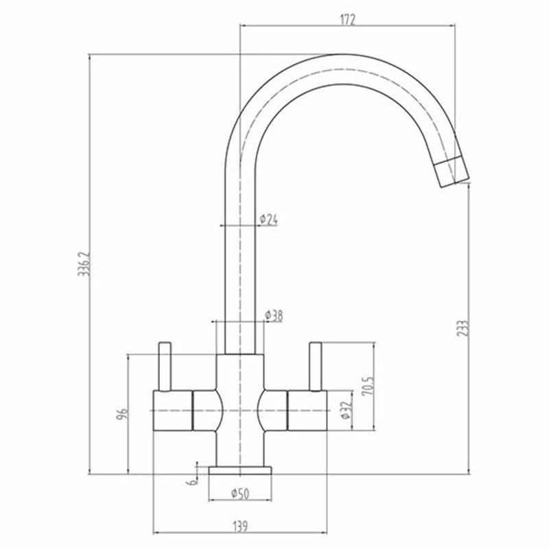 Prima Staten Swan Neck Dual Lever Mixer Tap - Black - BPR2207 - Image 2