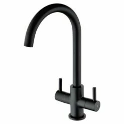 Prima Staten Swan Neck Dual Lever Mixer Tap - Black - BPR2207