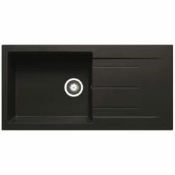 Prima+ 1 Bowl Granite Reversible Inset Sink With Drainer - Black - CPR318