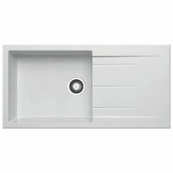 Prima+ 1 Bowl Granite Reversible Inset Sink With Drainer - White - CPR319