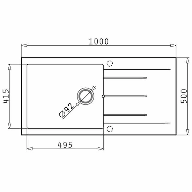 Prima+ 1 Bowl Granite Reversible Inset Sink With Drainer - Gun Metal - CPR320 - Image 2