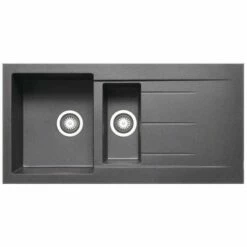 Prima+ 1.5 Bowl Granite Reversible Inset Sink With Drainer - Gun Metal - CPR324