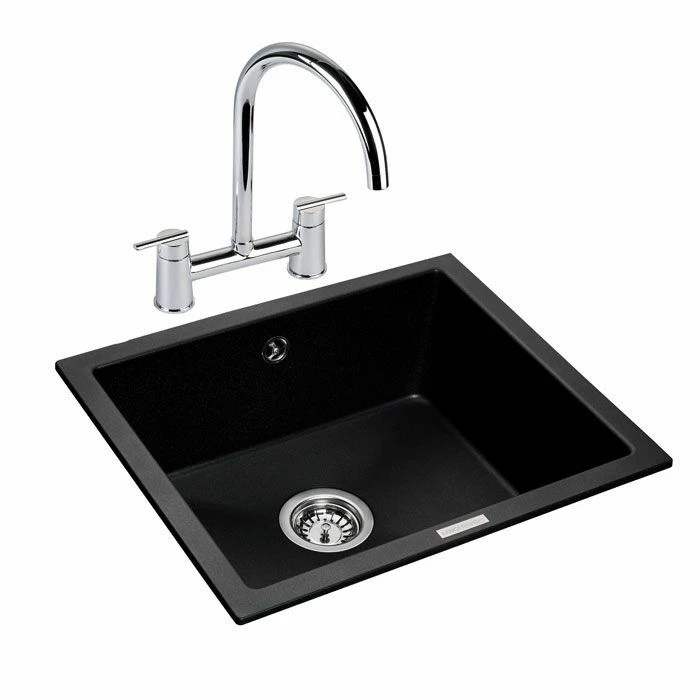 Rangemaster Paragon 1 Bowl Igneous Granite Kitchen Sink - Ash Black - PAR4553AS/ - Image 2