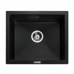 Rangemaster Paragon 1 Bowl Igneous Granite Kitchen Sink - Ash Black - PAR4553AS/