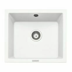 Rangemaster Paragon 1 Bowl Igneous Granite Kitchen Sink - Crystal White - PAR4553CW/