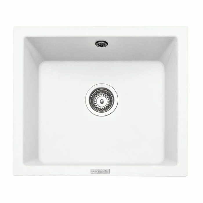 Rangemaster Paragon 1 Bowl Igneous Granite Kitchen Sink - Crystal White - PAR4553CW/