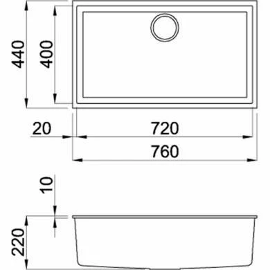 Reginox Quadra 130 Elleci 1 Bowl Granite Kitchen Sink - Titanium - QUADRA 130 TT - Image 2