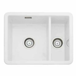 Rangemaster Rustique Ceramic Inset Or Undermount 1.5 Bowl Sink 557x430mm - White - CRUB3315WH/