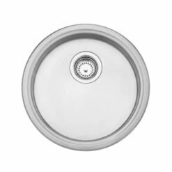 Leisure Round 450mm Single Bowl Inset Kitchen Sink Shallow Bowl - Brushed Stainless Steel - RD450BF/