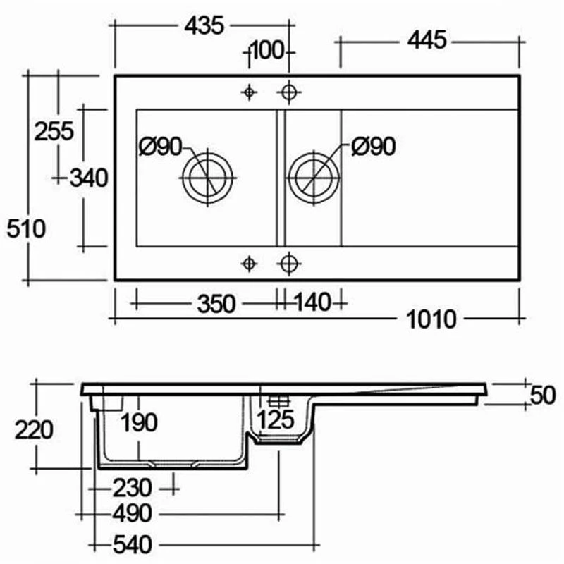 RAK Ceramics Dream 1 Slim 1.5 Bowl Kitchen Sink - Matt Greige - OC200NTSL505A - Image 2