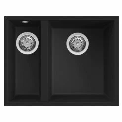 Reginox Quadra Undermount 150 1.5 Bowl Kitchen Sink - Black - QUADRA 150 B U-M