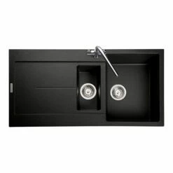 Rangemaster Scoria 1.5 Bowl Igneous Granite Kitchen Sink - Ash Black - SCO1052AS/