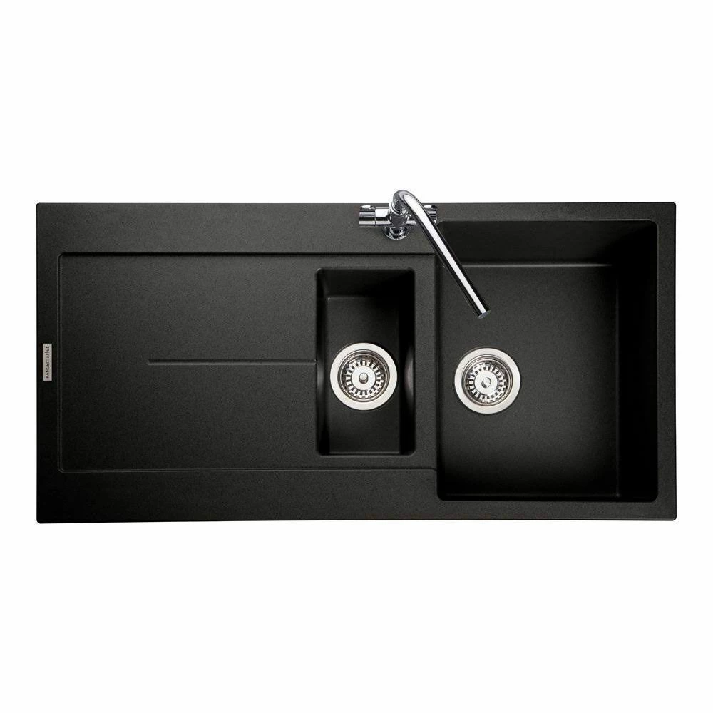 Rangemaster Scoria 1.5 Bowl Igneous Granite Kitchen Sink - Ash Black - SCO1052AS/