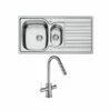 Bristan Inox Easyfit 1.5 Bowl Stainless Steel Kitchen Sink With Cashew Tap - Reversible Drainer - SK INXRD1.5 SU CSH