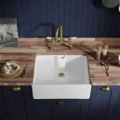 Thomas Denby Norfolk 1 Bowl Ceramic Traditional Sink - White - TNO600