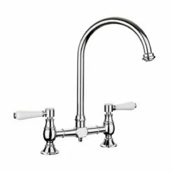 Rangemaster Belfast Dual Lever Bridge Kitchen Tap - Brushed Nickel - TBL1BF/
