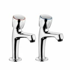 Leisure Single Lever Pillar Taps Round Handles - Chrome - TPT1CM/