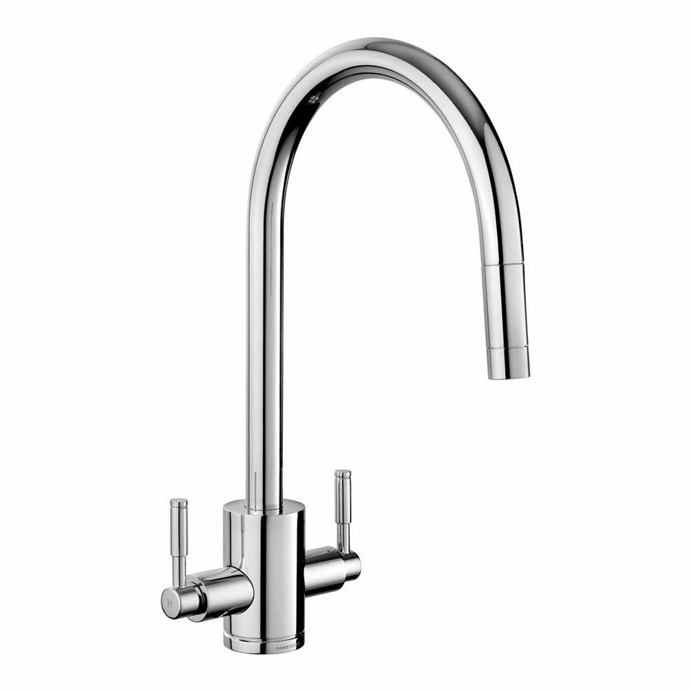 Rangemaster Aquatrent Dual Lever Pull-Out Spout Kitchen Tap - Brushed Chrome - TRE1POBF/