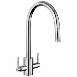 Rangemaster Aquatrend Dual Lever Pull-Out Spout Kitchen Tap - Chrome - TRE1POCM/