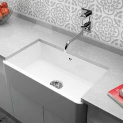 Thomas Denby Vintage 1 Bowl Ceramic Single Bowl Kitchen Sink - White - VIN800S