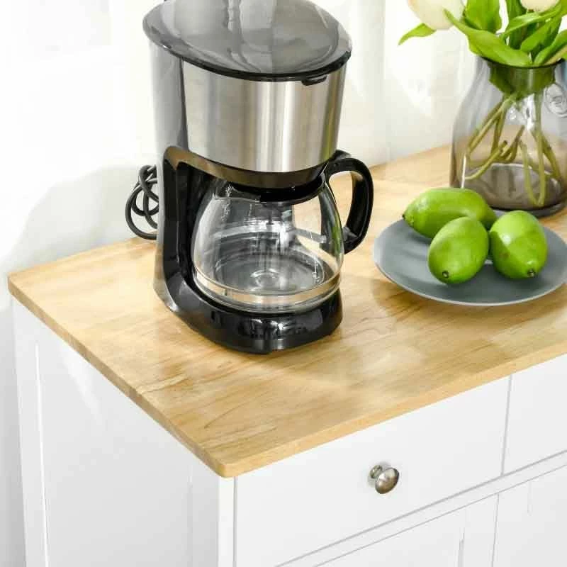 HOMCOM Wooden Top Sideboard Storage Unit - White - 835-144 - Image 9