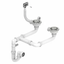 Leisure Basket Strainer Waste 89mm X2 With Plumbing Kit & Trap - WAST03/