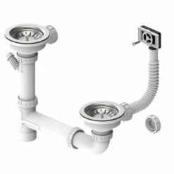 Leisure Basket Strainer Waste 89mm X2 With Connecting Pipe - WAST04/