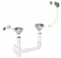 Thomas Denby 2 X 90mm Kitchen Sink Wastes With Universal Overflows - WKIT2